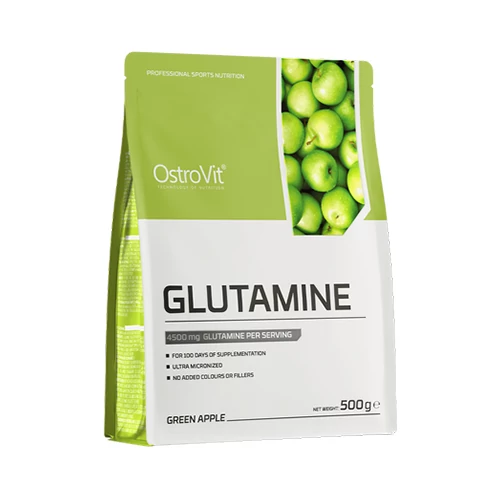 OstroVit Glutamine 500g Green Apple zöldalma ízű L-glutamin por doboz